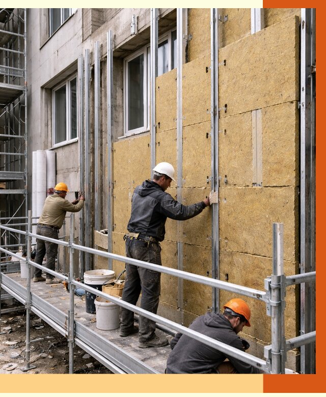 Утепление вентилируемого фасада в Пушкине от 6058 руб/м2 — монтаж и утепление вентфасад | ТепломастерПшн